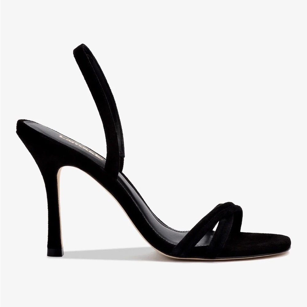 Larroude Annie Black Suede Sandal Size 8